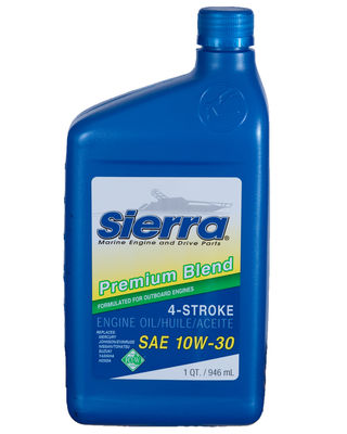 Sierra Marine Oil 18-9420-2 Marine Series; SAE 10W-30; Premium Blend 4-Stroke Marine Engine Oil; 1 Quart Bottle; Single; NMMA FC-W/API-SJ/CF-2/CH-4 Certified