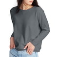 thumbnail image 1 of Hanes Chandail en Molleton Col Rond pour Femmes EcoSmart, Ardoise Chiné, Petit, 1 of 5