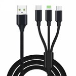 Yeacher 3 in 1 Charging Cable Quick Cable Data Compatible with iOS/Android Devices