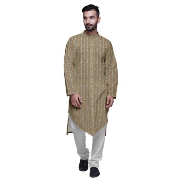 Atasi Button Down Asymmetric Printed Long Sleeve Rayon Kurta Pyjama Set