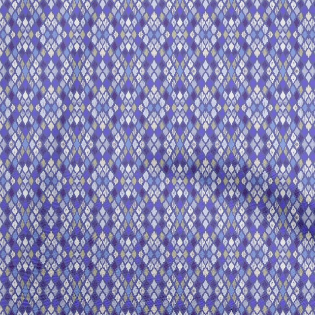 oneOone Silk Tabby Bluish Violet Fabric Asian Ikat Craft Projects Decor Fabric Printed by The Yard 42 Inch Wide