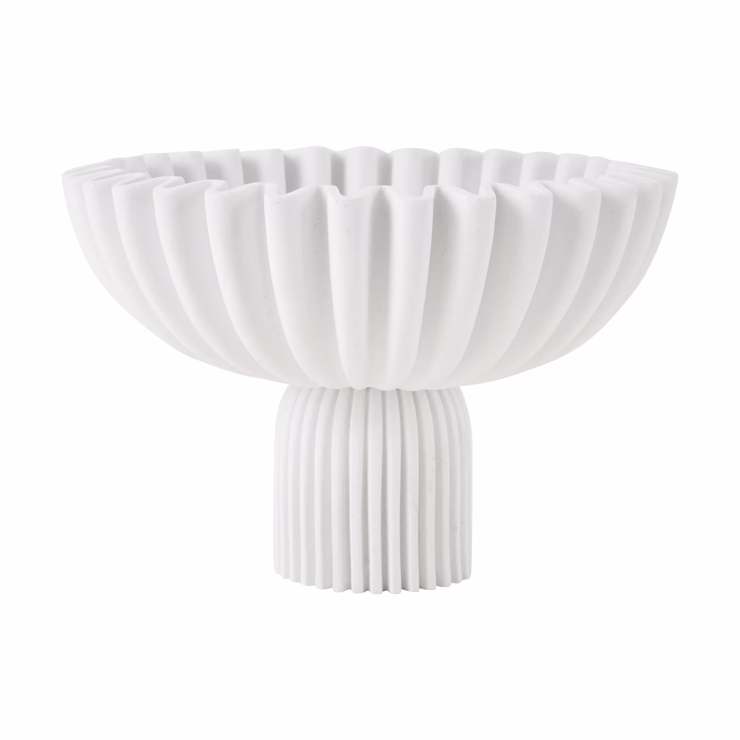 Anko Décor Plissé Bol Blanc Centré sur le devant, Fini Mat Lisse Blanc Cassé avec texture Plissée en Éventail sur une silhouette Ronde Peu Profonde; Bol Décoratif Minimaliste et Décor sculptural pour tables, consoles Ou Étagères, Souvent Utilisé pour Tenir des Clés Ou un Pot-Pourri.