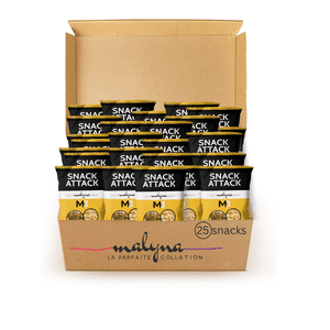 Snack Attack M3 Carré de blé entier & Céréales saines sans noix de bananes déshydratées Snack, 30g Chaque - Boîte de 25