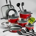 thumbnail image 4 of Tramontina PrimaWare 18 Pc Aluminum Nonstick Cookware Set – Red, 4 of 6
