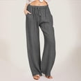 thumbnail image 2 of 2025 Women High Waisted Wide Women Pants Casual Work Leg Pants Drawstring Elastic Casual Pant Suits for Women Plus Size 3 Trousers Comfy Straight Leg Long Pants with, 2 of 5