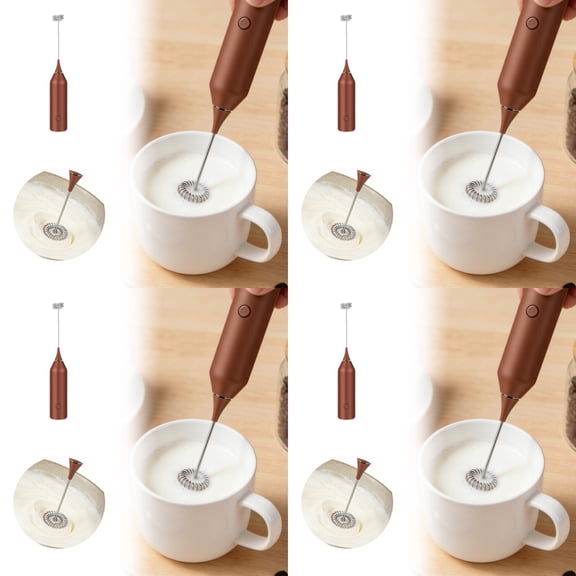 Mousseur à Lait Portable à Main, Mousseur à Café pour Lattés, Cappuccinos et Plus, 2 Pcs, 23 X 3,7 cm, Café, 4 Paquets