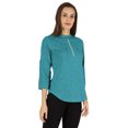 thumbnail image 2 of Inkmeso Stylish Mandarin Collar Top For Women Casual Solid Relaxed-Fit Zipper Front Tunic, 2 of 7