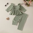 thumbnail image 2 of cfhntfmh Infant Baby Girls Clothes Toddler Sets Long Sleeve Ruffle Dress Pants Set Solid Color Baby Girl Fall Winter Outfits, 2 of 3
