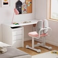 thumbnail image 4 of Costway Kids Desk Chair with Double Back Support Adjustable Height Upholstered Computer Chair Pink, 4 of 10