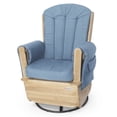 thumbnail image 2 of Foundations SafeRocker Standard Glider Nursery Rocking Chair, Wood Base, Storage Pockets, Blue, 2 of 5
