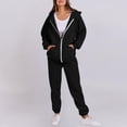 thumbnail image 2 of Posijego Survêtement à Capuche à Fermeture à Glissière pour Femme 2 Pcs Décontracté à Manches Longues Pantalon de Survêtement Automne Hiver, 2 of 7