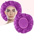 thumbnail image 1 of Riforla Bonnet en Satin Bonnet en Soie Bonnet de Nuit pour Femmes Très Grand Réversible Ajustable Bonnet en Satin Sommeil Cheveux Bouclés Naturels Soins Capillaires H, 1 of 9