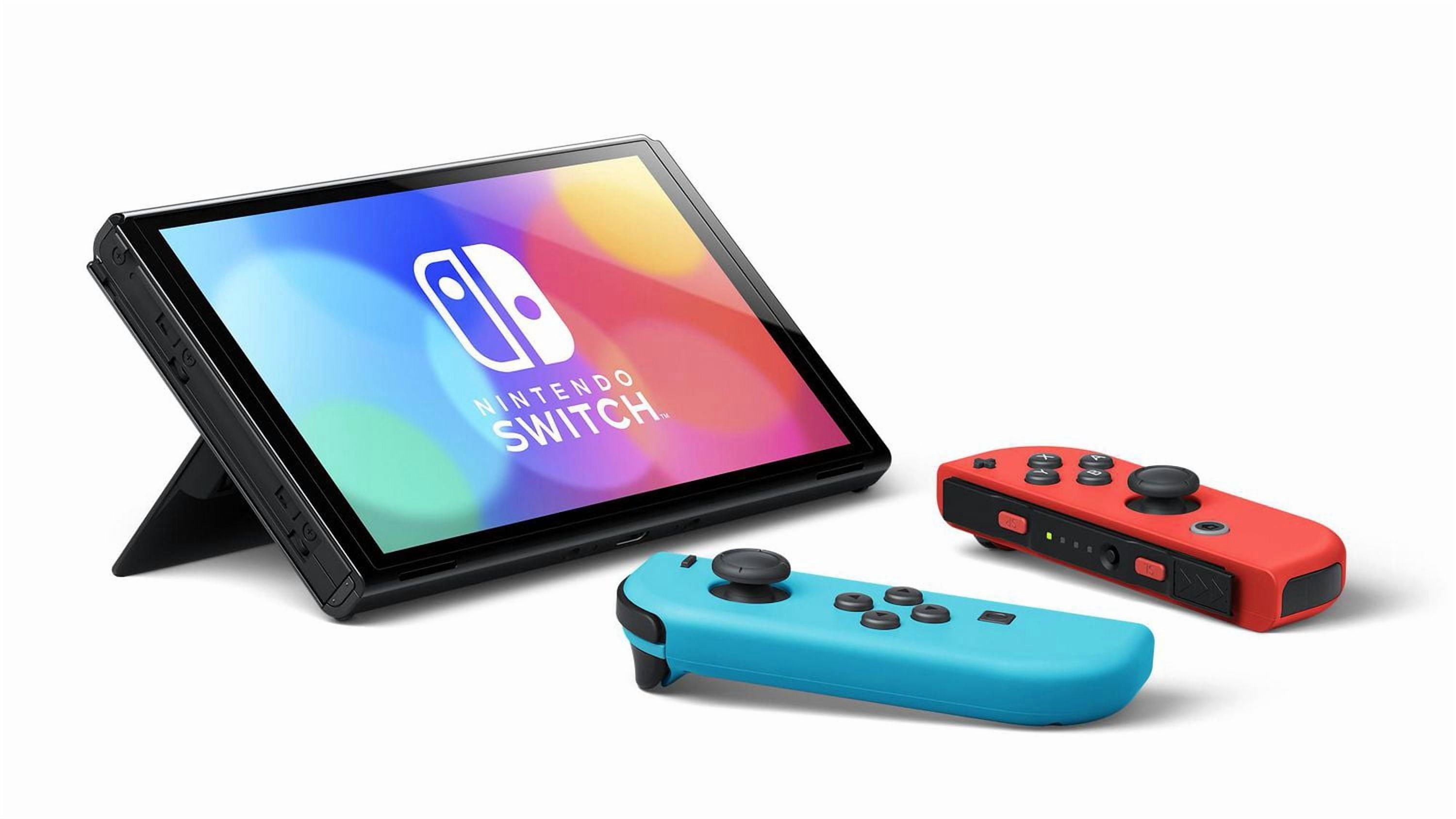 Nintendo Switch (OLED model) w/ Neon Red & Neon Blue Joy-Con