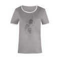 thumbnail image 4 of Drppepioner Grande Taille Femme Mode Décontractée Imprimé Col Rond Ample Manches Courtes T-Shirt Haut Blouse Chandail Gris, 4 of 4