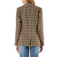 thumbnail image 3 of INSPIRE CHIC Blazer à Carreaux pour Femmes, Rentrée Scolaire, Revers Cranté, Manches Longues, un Bouton, Café, S, 3 of 7