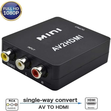 RCA to HDMI Adapter Composite Converter 1080P 3RCA AV to HDMI Converter Adapter for TV / PC / PS3 / Blue-Ray DVD, Black VBS AV to HDMI Video Audio