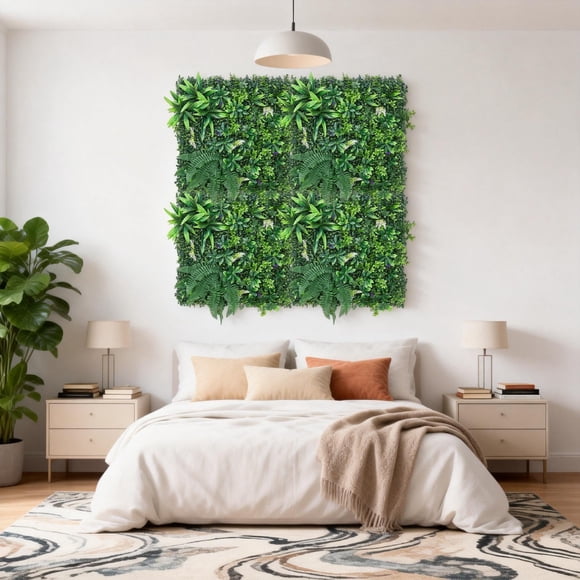 GloryStar Faux Greenery Privacy Fence Panels, 20 x 20 Inch Artificial Boxwood Wall Screen for Balcony, Patio, or Home