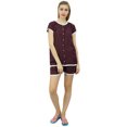 thumbnail image 2 of Bimba Ensemble de Pyjama en Dentelle Brun pour Femmes à Boutons, Chemise de Nuit en Rayonne et Short, Robe-18, 2 of 11