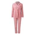 thumbnail image 3 of 2025 Ensembles de Pyjama pour Femmes Femmes Décontracté Col à Revers Pyjamas à Boutons pour Femmes Grande Taille Imprimé à Carreaux Deux Pièces Pyjamas pour Femmes Petites Ensemble Pyjamas à Manches Longues Mignon, 3 of 7