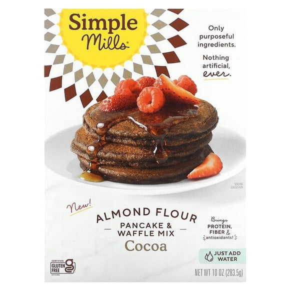 Simple Mills, Almond Flour, Pancake & Waffle Mix, Cocoa, 10 oz (283.5 g)