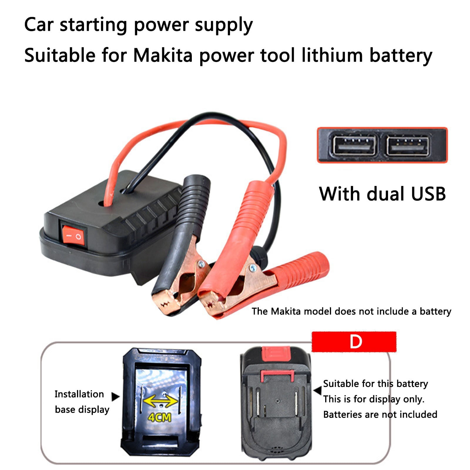 Emergency Jump Start for Car Batteries, Portable Car Jump Starter with Smart Charging Port, Supports Tool Battery Charging, Safe Jump Box