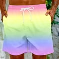 thumbnail image 4 of RKSTN Mens Swim Trunks Color Blocked Print Novel Ultra Plus Size Elastic Waistband Drawstring Comfortable 5 Inseam Summer Beach Breathable Vacation Shorts with Pockets, 4 of 9