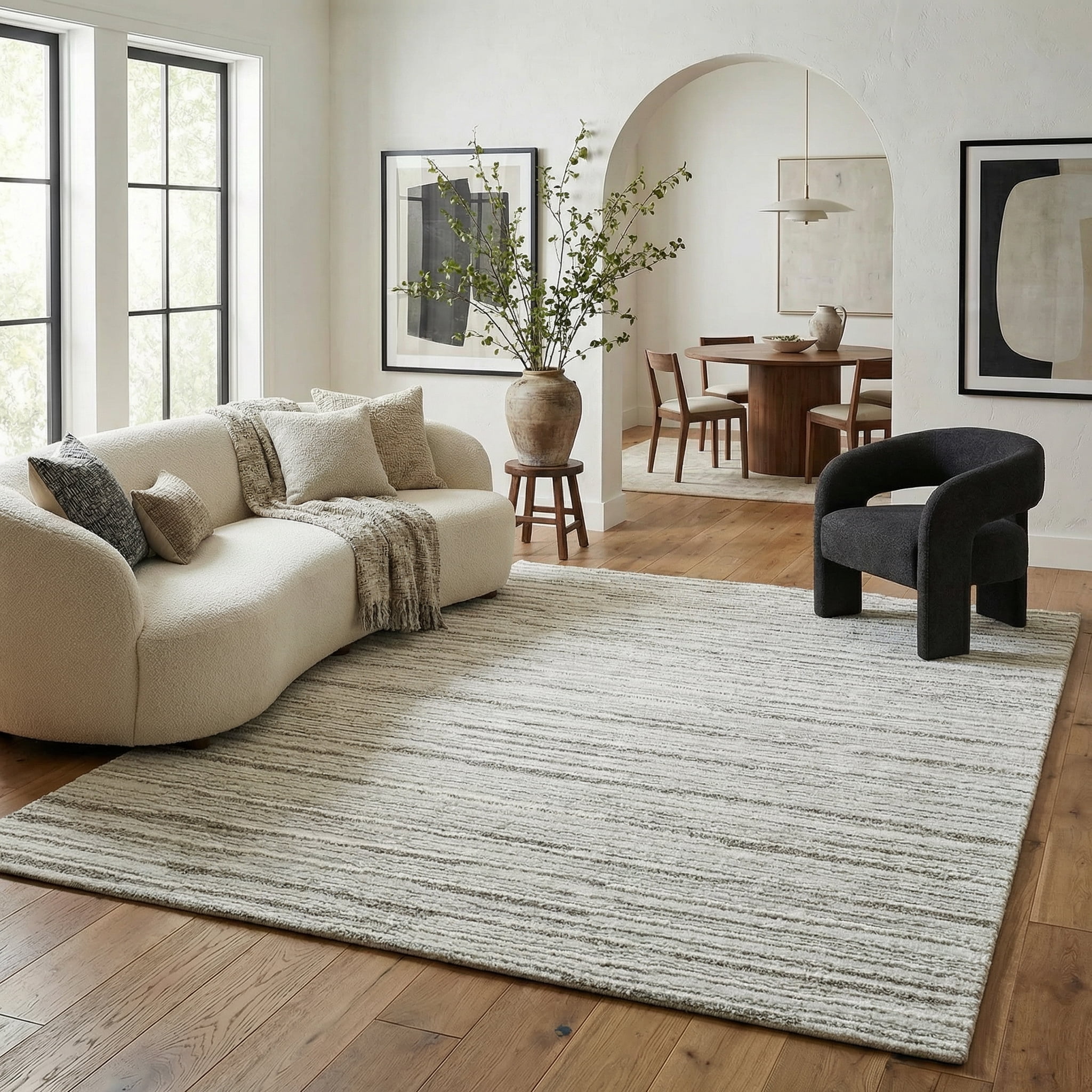 Tapis d'interieur abstrait Rug Branch Casa, gris, moderne - Salon, chambre, salle a manger et cuisine