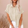 thumbnail image 2 of Dealovy Plus Size Womens Button down Shirts Cotton Linen Rolled Short Sleeve Loose Casual Work Blouses, 2 of 6
