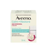 Aveeno Calm + Restore Age Renewal Cream, Oat, Niacinamide, Cranberry Extract, Anti Aging Dry Skin Moisturizer, Fragrance Free