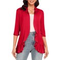thumbnail image 3 of Jovati Cardigan Décontracté pour Femmes, Haut en Tricot Léger Uni à Manches 3/4 avec Mélange de Polyester Extensible, Coupe Décontractée, Incontournable de la Garde-Robe pour le Printemps et l'Automne, 3 of 7