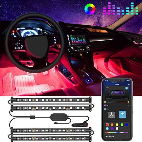 Govee Lumières DEL pour Voiture, Mise à Niveau des Lumières Intérieures de Voiture à Deux Lignes, Contrôle via Application et Boîtier, Synchronisation Musicale, Lumières DEL RVB pour Voiture, CC 12 V