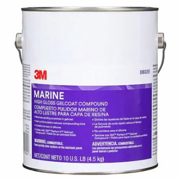Composé de Polissage 3M 06025 pour Finition Gelcoat à Haute Brillance et Rayures d'Affinage; pour Applications Marines; Pâte; Blanc; Boîte de 578 Millilitres; Simple