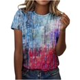 thumbnail image 2 of Économies du Printemps! CEHVOM T-Shirts Graphiques Floraux pour Femmes, T-Shirt à Manches Courtes Boho à Imprimé Teinture sur Nœuds Floral pour Femmes, Col Rond Ample Décontracté d'Été Décontracté Ample Basique Confortable T-Shirts Boho Hauts 2023, 2 of 5