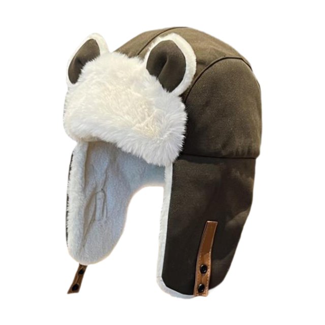 GUOOL Chapeau Trappeur d'Oreilles d'Animaux Léger Mignon Confortable Protection des Oreilles Marron