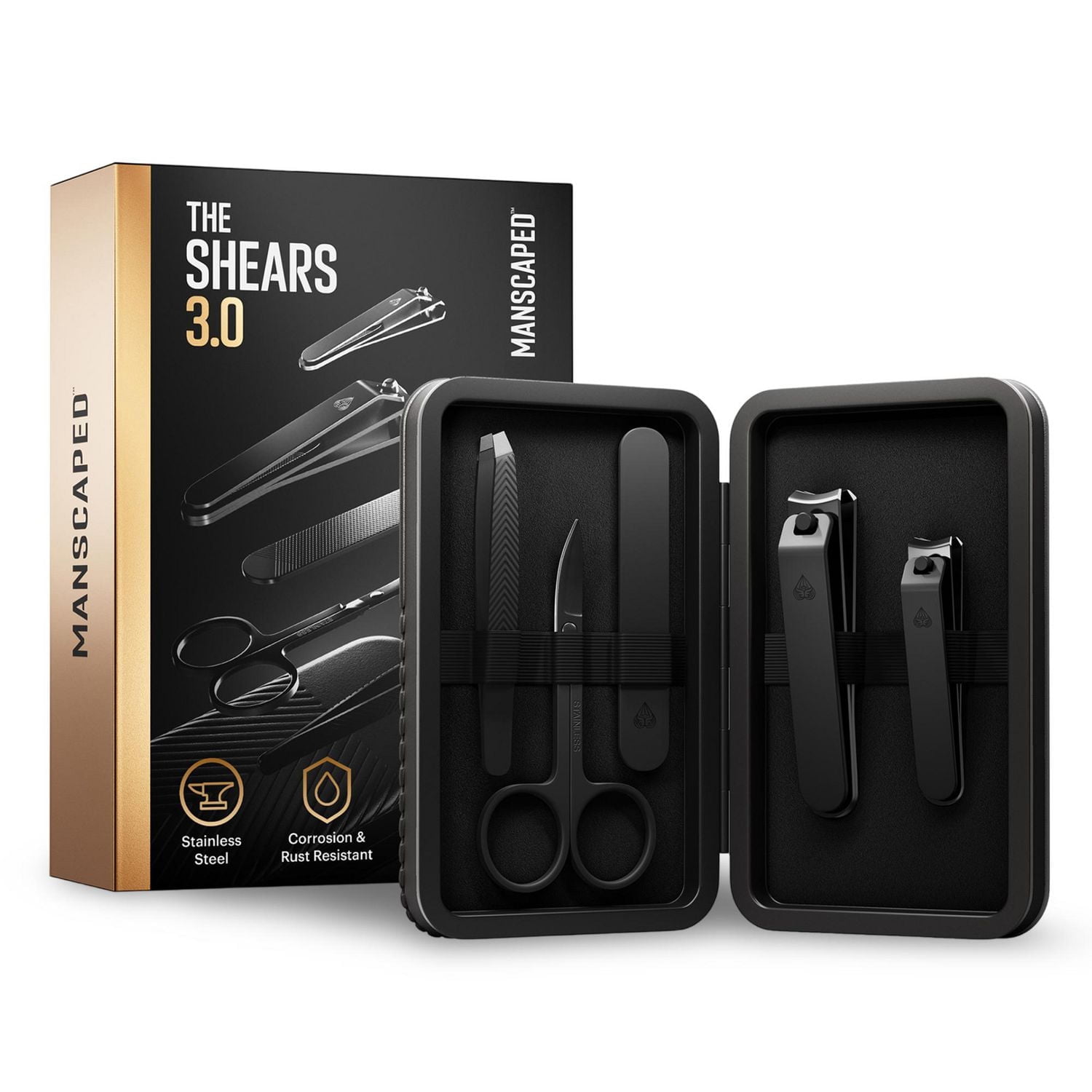 MANSCAPED® The Shears 3.0 - Precision Men’s Nail Grooming Travel Kit, Stainless Steel Manicure Set