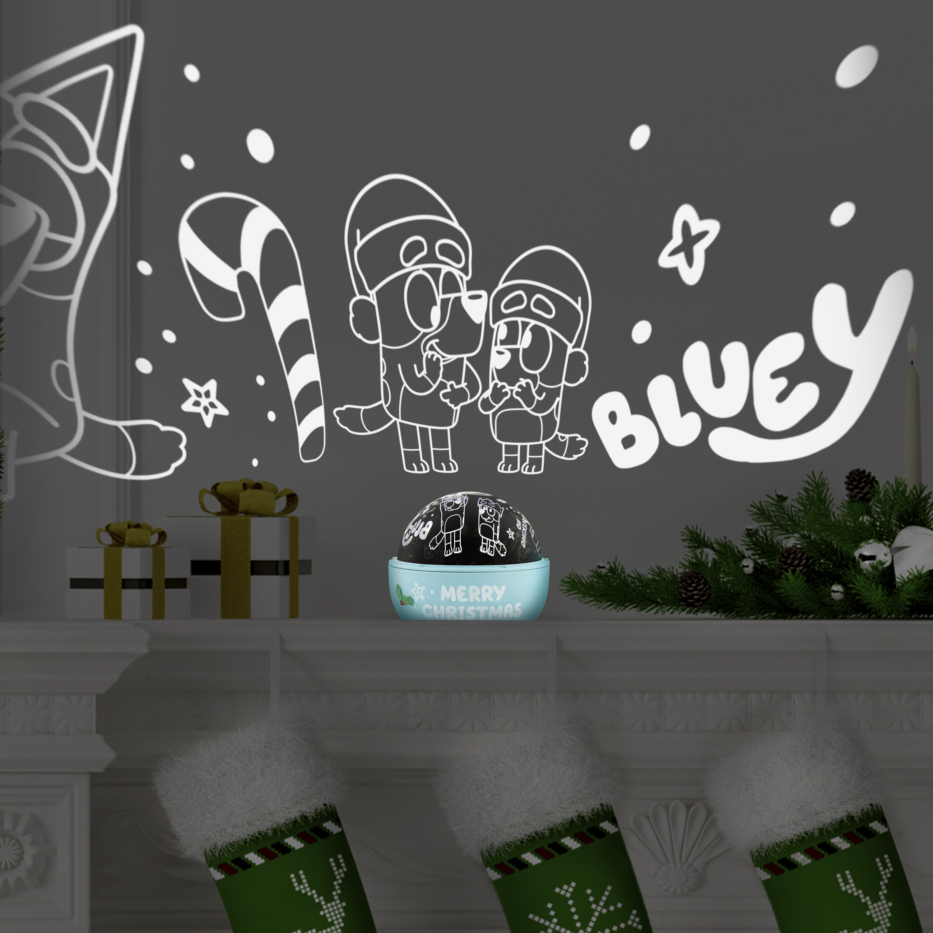 Christmas Lightshow Illuminations Tabletop ShadowLights Bluey Christmas BBC (White)