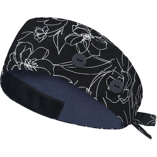 ABAMERICA Unisex Working Cap With Buttons & Sweatband – Adjustable Tie-Back Scrub Hat For Women & Men, One Size (Navy)