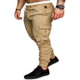 thumbnail image 3 of Men Solid Color Cargo Trousers  Loose Fit Drawstring Waist Long Pants, 3 of 5