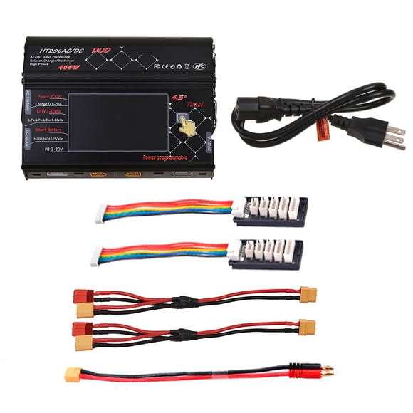 TiooDre Ht206 Balance Charger And Discharger Intelligent Battery Charger 400W Dual Channels 0.1-20A 4.3Inch Touching Screen Alloy Intelligent Battery Charger