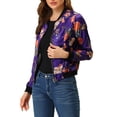 thumbnail image 4 of INSPIRE CHIC Blouson Bomber pour Femme Coupe Ajustée Léger à Fermeture Éclair Violet Foncé L, 4 of 8