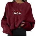thumbnail image 2 of Qertyioot Chandail d'Hiver pour Femmes Mode Imprimé Noël, Manches Longues Col Rond Chaud Ample Tendance Tricoté, 2 of 4