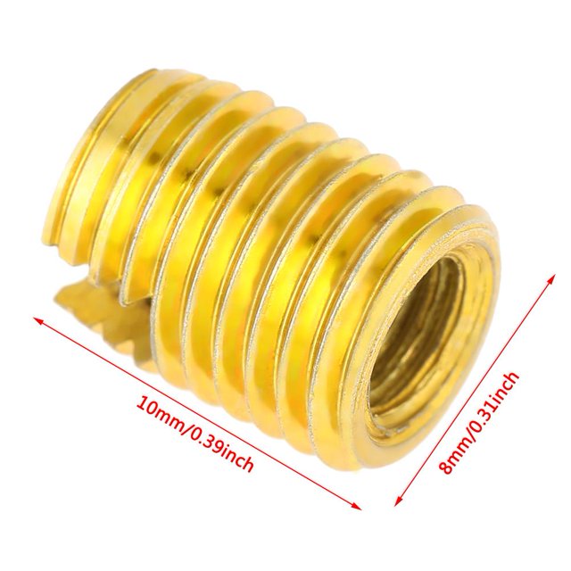 Domqga 10pcs M8 x M5 Auto Taraudage Fileté Insert 302 Douille à Vis à Fente pour la Réparation de Filetage, kit de Réparation de Filetage, Inserts Filetés Autotaraudage