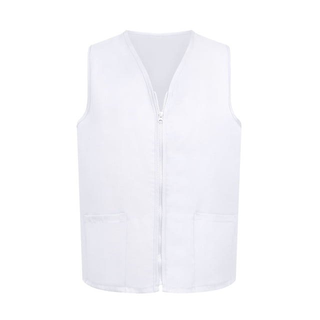 TOPTIE Adult Volunteer Work Vest Event Supermarket Apron Vests - White