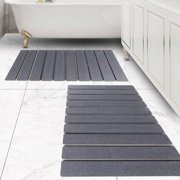2 Pack Foldable Stone Bath Mats for Bathroom Super Absorbent Diatomaceous Earth Bath Mat Quick Dry Bath Rug Drying Mat with Non Slip Shower Rug Tub Mat Shower Mat