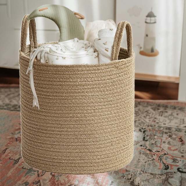 Chmadoxn Storage Trunks, Rope Hand-woven Storage Basket Rope Woven Storage Basket Basket Foldable Storage Dirty Clothes Toys Sundries Storage Basket Organising Basket Storage Basket