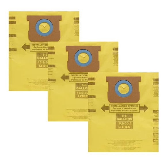 3 Pack Type H 9067100 Vacuum Filter Bags Replacement for Shop Vac 5-8 Gallon Vacuums,Replace Part 90671 9067100