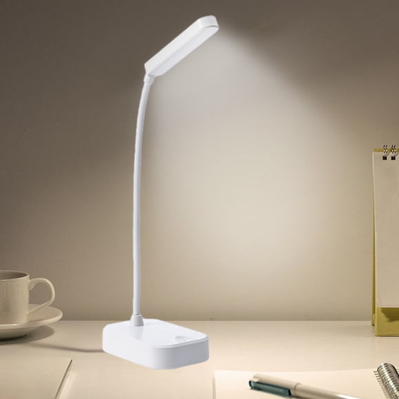 Lampe de Bureau à DEL avec Support pour Téléphone, Pliable, Protection des Yeux, Lumière d'Étude, USB Rechargeable, à Piles, Petite Lampe de Bureau pour Étudiants, Maison, Bureau, Table de Nuit, Lecture, Écriture, Veilleuse Chaude