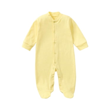 Pisexur Vêtements pour Bébés Filles Garçons une Pièce Couleur Unie Barboteuse pour Tout-Petit Justaucorps Manches Longues Boutonné Coton Barboteuses pour Bébé Garçon Unisexe Tenue pour Nourrisson Combinaison 0-12 Mois
