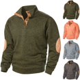 thumbnail image 1 of Fengqque Men's Fall Standing Collar Hooded Sweatshirt Jacket Knit Color Blocking Button Hooded Sweatshirt Orange 10(XL), 1 of 5