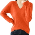 thumbnail image 2 of asjyhkr Tops For Women Long Sleeve Knit Cotton V Neck Sweater Pullover Basic T Shirts Solid Color, 2 of 7